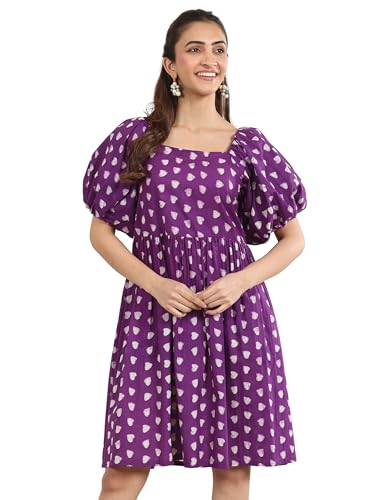 Libas WomenS Cotton Knee Length Dress (29601 Purple