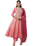 Libas Art Woven Design Silk Blend Anarkali Kurta Set For Women (51111Axl)