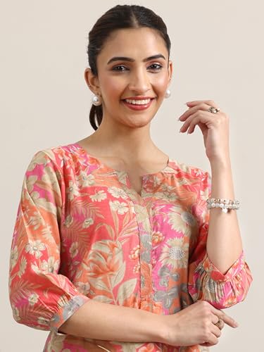 Libas Women'S Silk Blend Printed Regular Kurtas