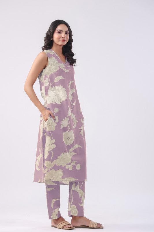 ANNI DESIGNER Women s Kurta with Trousers, purple, S