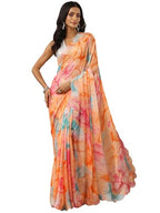 Libas Printed Chinon Saree For Women (92107P)