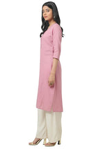 Soch Womens Pink Cotton Embroidered Kurta With Thread Work