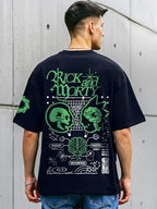 Bewakoof Official Rick and Morty Merchandise Mens Graphic Print Oversized Fit Half Sleeve Round Neck Cotton T-Shirt_680238_Blue