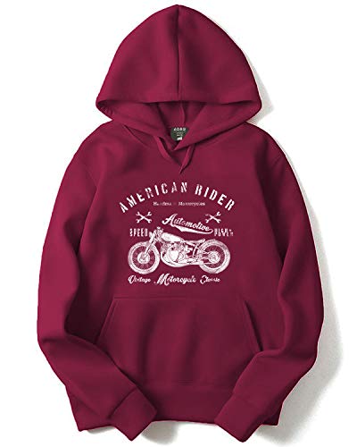 ADRO Men's Cotton Neck Hooded Sweatshirt (H-M-AME-MR_Maroon_XL)