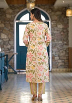 ANNI DESIGNER Womens Cotton Blend Printed Straight Kurta with Pant & Dupatta (Kumud Cream-NW_XL_Cream_X-Large)