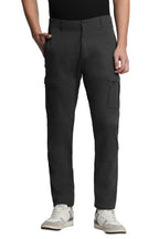 Dennis Lingo Mens Solid Cotton Lycra Mid Rise Slim Fit Cargo Trousers Charcoal Grey