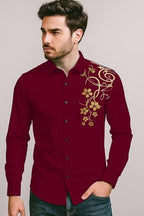 Zartha MenS Regular Fit Printed Pattern Cotton Blend Shirt With Collared Neck Long Sleeve And Standard Length | Shirt For Man M
