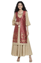 Aurelia Printed Viscose Round Neck Womens Ethnic Set (A21503153003, Beige, L)