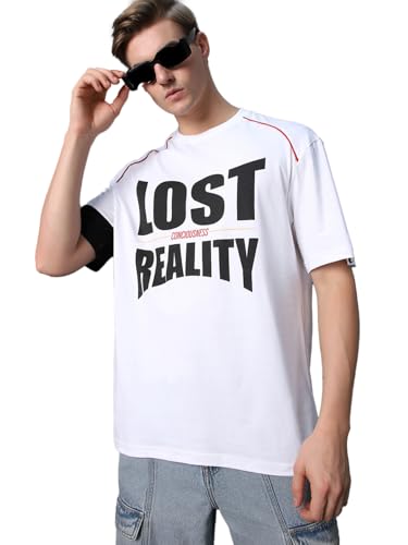 Bewakoof Mens Typography Super Loose T-Shirt_582815_White_L