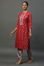 Aurelia Women'S Viscose Abstract Printed Straight Kurta | Lightweight Band Collar Kurta For Women | Abstract Printed Kurta For Women | Beautiful Regular Fit Kurta For Women