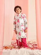 Pspeaches Boys Floral Printed Regular Kurta With Dhoti Pants (5-6Years)