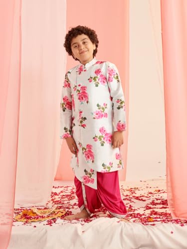 Pspeaches Boys Floral Printed Regular Kurta With Dhoti Pants (5-6Years)