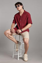 Fyltr MenS Solid Regular Fit Shirt (Fylss25Ms-1317_Pomegranate