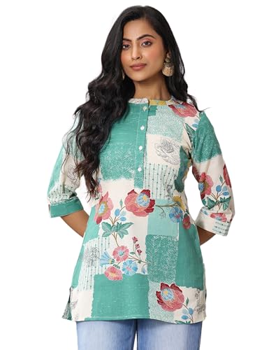 Libas WomenS Cotton Straight Kurtis (29374O_Green_S)