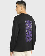 Bewakoof MenS Graphic Print Black Round Neck Full Sleeve Oversized T-Shirt