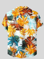Leriya Fashion Shirt for Men | Tropical Leaf Printed Rayon Shirts for Men | Preppy Short Sleeves | Spread Collared Neck | Perfec