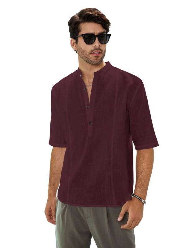 Be Active MenS Solid 100% Cotton Short Kurta With Mandarin Collar || 3/4Th Sleeves Short Kurta For Men Cotton || Stylish Short 