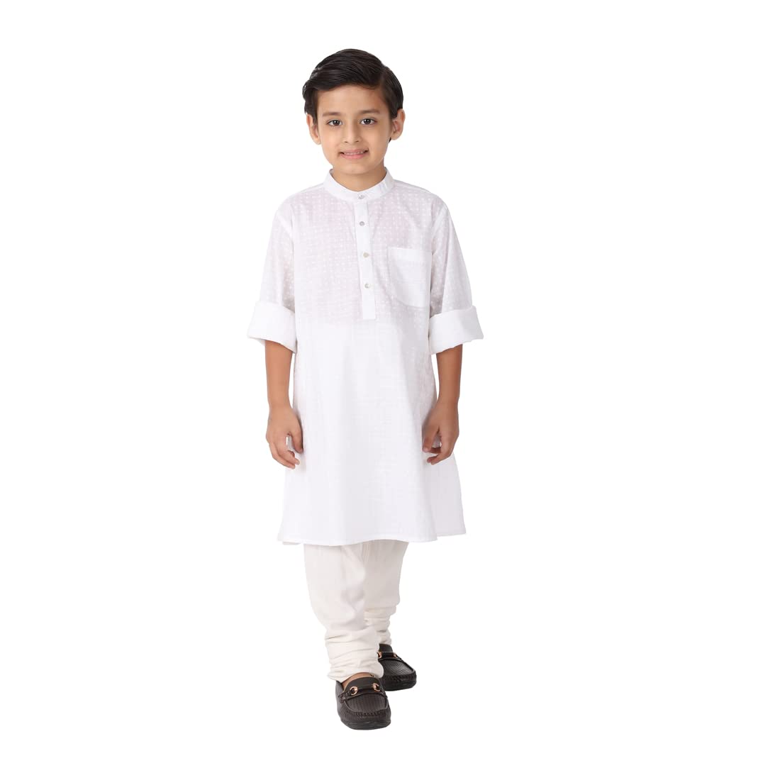 Fabindia Kids Printed Long Kurta Cotton_2-3Y White