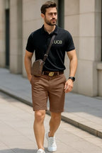 Greciilooks Casual Men Shorts | Rich Regular Fit Solid Short With Side Pockets | Relaxed Fit Half Pants | Mid Rise Waist Brown