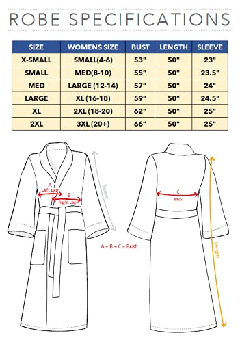 MONARCH Plush Lined Microfiber Bath Robe for Women or Men - Super Soft, Durable Luxury Spa, Resort & Hotel Bathrobe, Generously