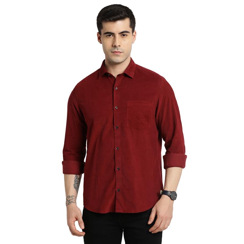 Turtle Men 100% Cotton Slim Fit Red Checks Party Shirt