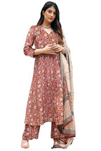 Anni Designer Women'S Rayon Viscose Anarkali Printed Kurta With Pant & Dupatta (Stfu Red_S_Red_Small)