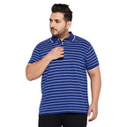 Bigbanana Plus Size MenS Regular Fit Striped Polo Tshirt (Clovis,Blue,3Xl)
