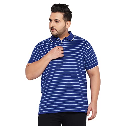 Bigbanana Plus Size MenS Regular Fit Striped Polo Tshirt (Clovis,Blue,3Xl)