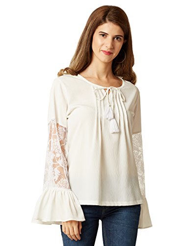 Miss Chase WomenS Off-White Sheer Lace Top (Mcss17Tp07-44-31-04_Off-White_Medium)