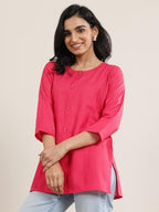 Libas Women'S Cotton Blend Solid Straight Kurti