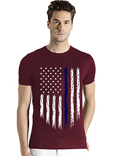 ADRO Men's Regular Fit T-Shirt (RNR-M-USA-BG_Maroon_S)