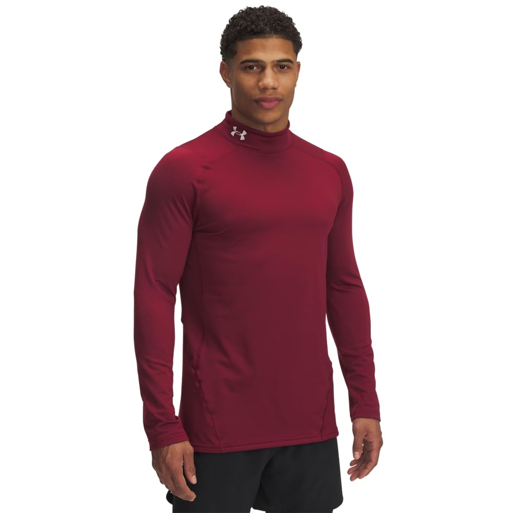 Under Armour Men's ColdGear Fitted Mock, Cardinal/White, L