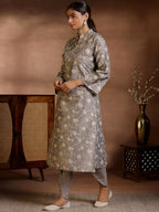 Libas Womens Printed Silk Blend Straight Kurta With Dhoti Pant