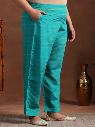 Extra Love By Libas Plus Size Womens Printed Silk Blend Straight Kurta With Trousers And Dupatta