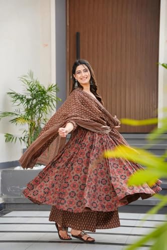 Wedani Brown Rayon Kurta Set for Women