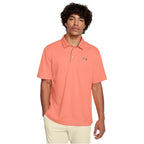 Under Armour Men's Tech Golf Polo, (897) Flare Orange/Pitch Gray/Halo Gray, Large