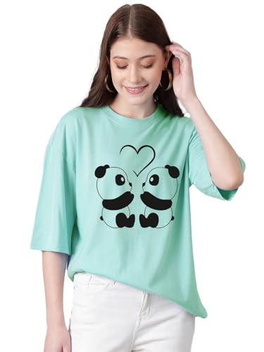 KOTTY Womens Cotton Blend Printed Oversized T-Shirts