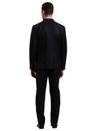 Turtle Men Poly-Viscose Solid Full Sleeve Two Piece Navy Formal Suit