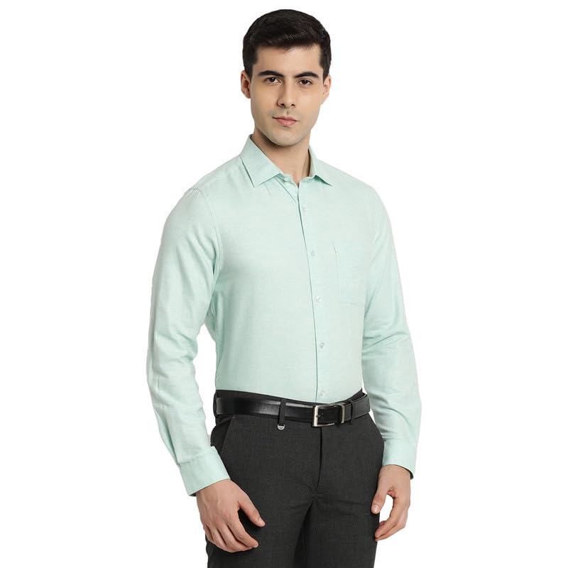 Turtle Men 100% Cotton Mint Green Solid Slim Fit Formal Shirt
