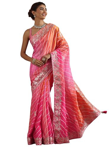 Libas Printed Chinon Saree For Women (47316Pr)