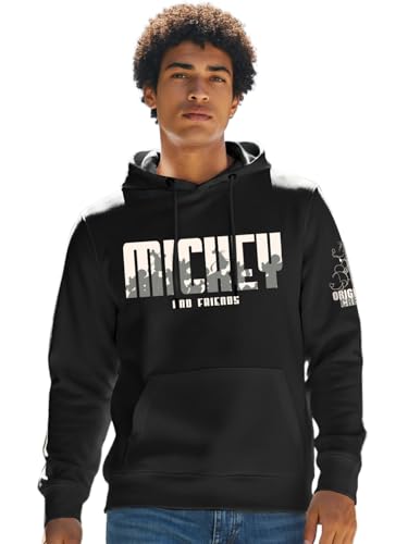 Bewakoof Official Disney Merchandise Mickey Mouse Mens Graphic Print Regular Fit Full Sleeve Hooded Fleece Hoodies_652640_Black