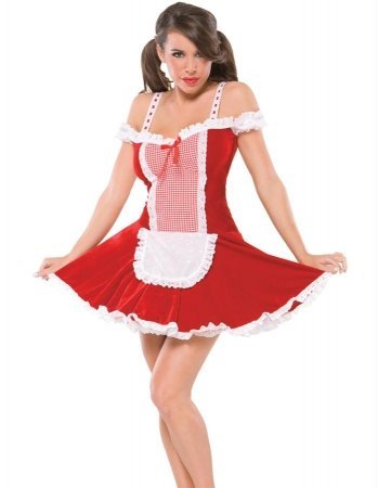 Red Riding Hood Costume - Red White - Medium Large
