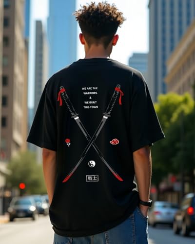 Bewakoof MenS Black Warriors Graphic Printed Oversized T-Shirt