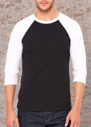 Unisex 34-Sleeve Baseball T-Shirt - gRY cHR BLK TRB - S(D0102H7WgFT)
