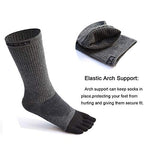 Toe Socks Cotton Running Athletic Socks Midweight Crew Five Finger Socks 3 Pairs,Size 7-11