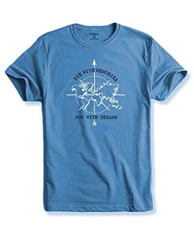 ADRO Die with Memories Not with Dreams Mens Cotton Printed T-Shirt (R21-M-DIE-SK_SkyBlue_M)