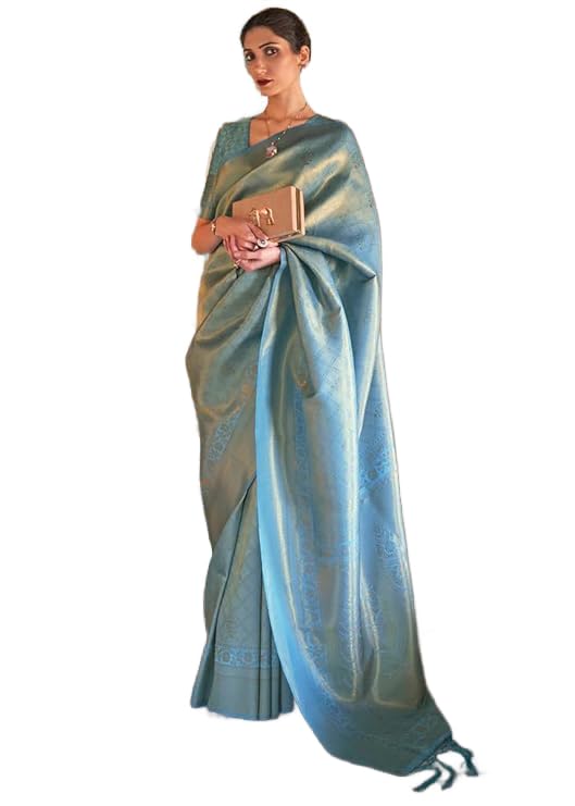 MADHUHANSH Womens kanjivaram banarasi silk saree Zari Woven for festival Wedding silk with rich pallu Design sarees for women w