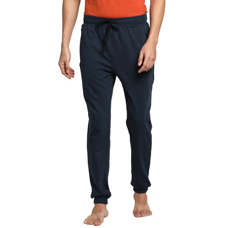 Turtle Men Essentials Blue Melange Solid Joggers