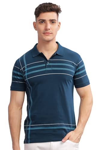 ADRO Regular Fit Polo T-Shirt for Men| Printed Polo T-Shirt | Cotton Polo T Shirt Also in Plus Size|Pnop24-L1-Sbwhsb-L Teal