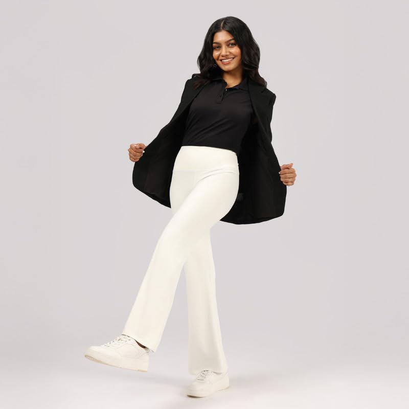 BlissClub Ultimate Flare Pants Lite Regular for Women Upto 54 ft | High Waist Trousers and Formal Pants for Office wear | Comfo